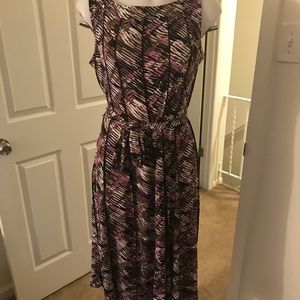 purple and brown flowy dress